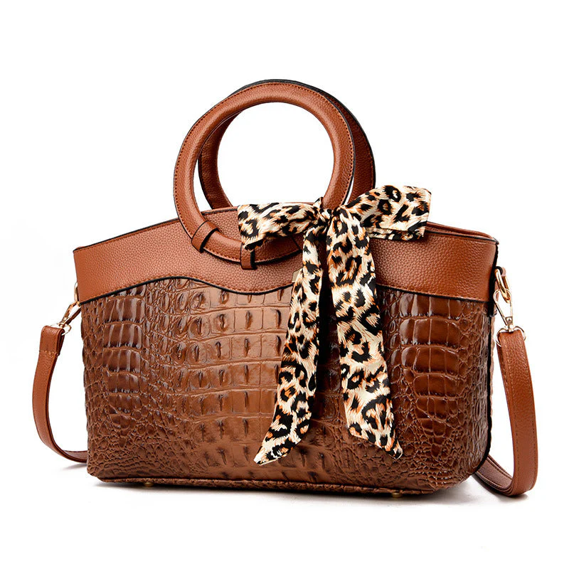 ChloƩ Montclair Croc-Embossed Handbag with Round Handles