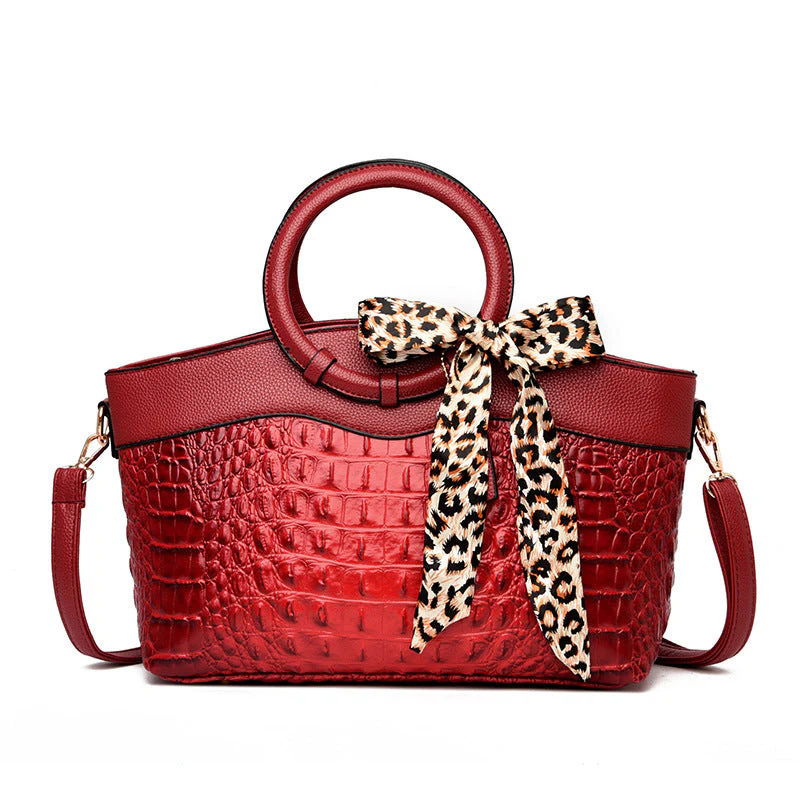 ChloƩ Montclair Croc-Embossed Handbag with Round Handles - Image 3