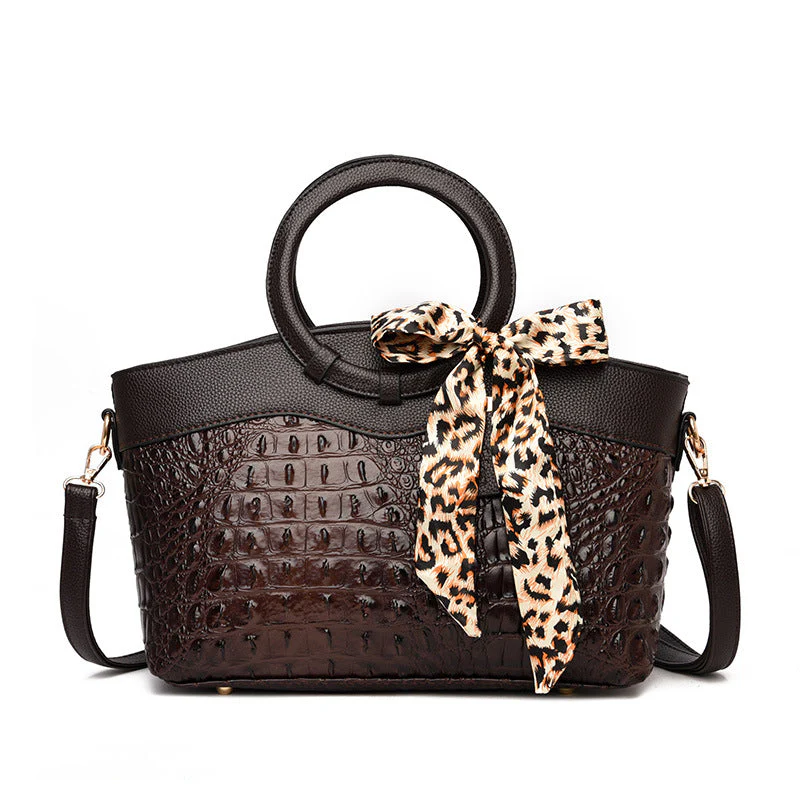 ChloƩ Montclair Croc-Embossed Handbag with Round Handles - Image 4