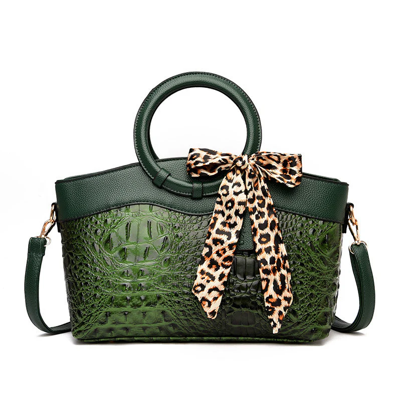 ChloƩ Montclair Croc-Embossed Handbag with Round Handles - Image 5