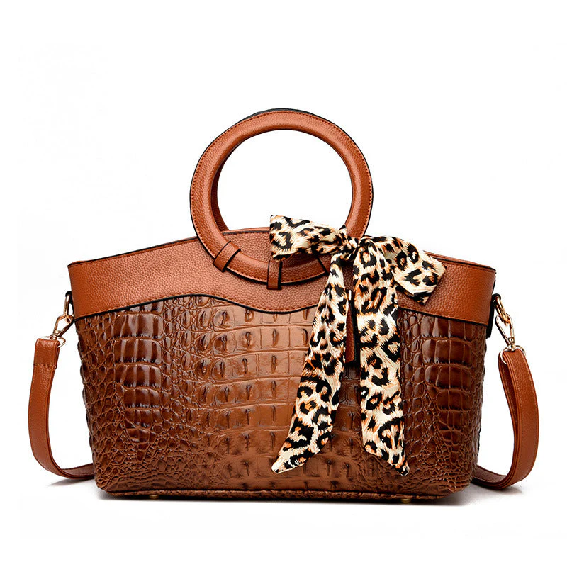 ChloƩ Montclair Croc-Embossed Handbag with Round Handles - Image 6