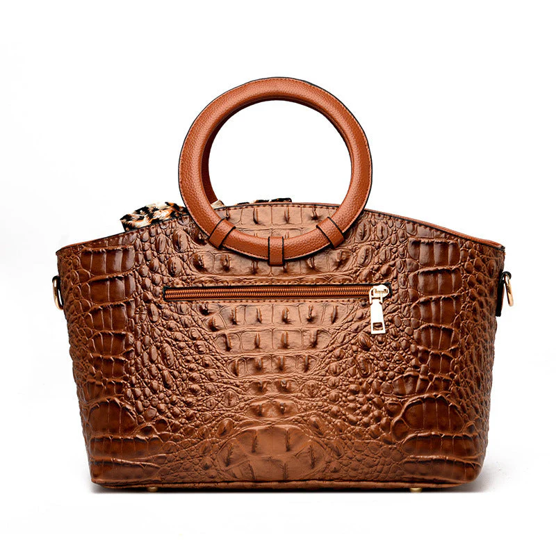 ChloƩ Montclair Croc-Embossed Handbag with Round Handles - Image 7