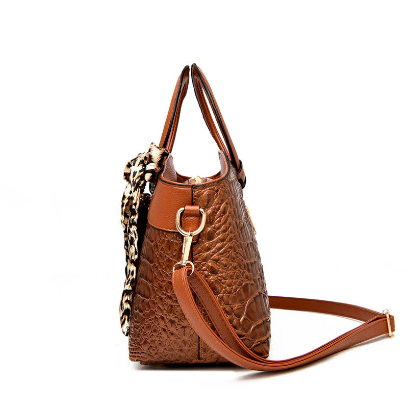 ChloƩ Montclair Croc-Embossed Handbag with Round Handles - Image 8