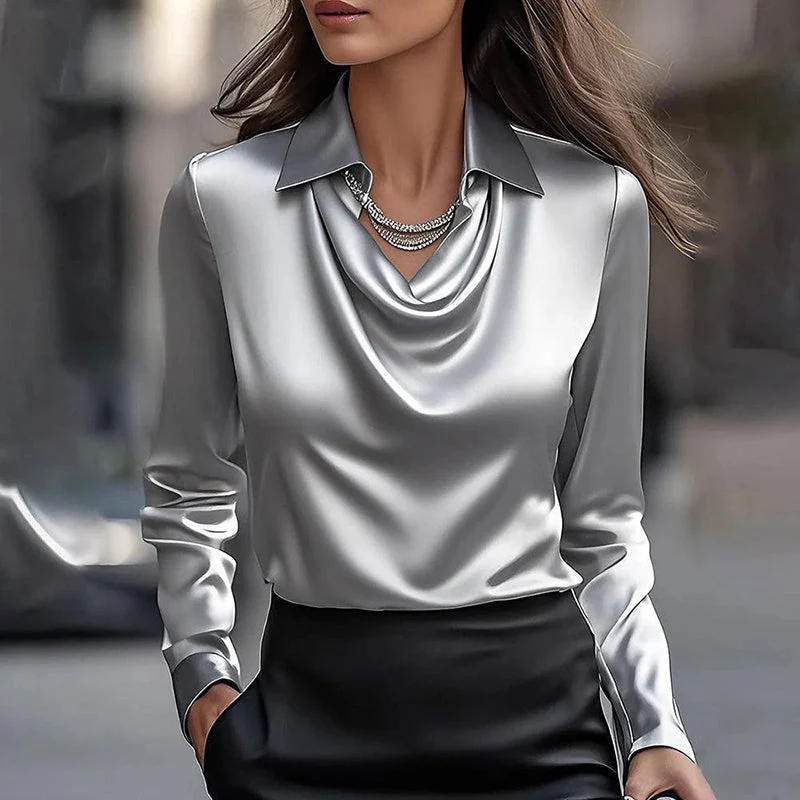 ChloƩ Montclair Draped Satin-Look Blouse - Image 3