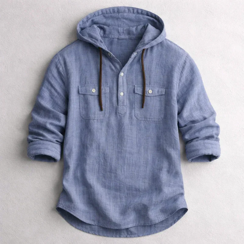 Roberto Russo Cotton Linen Hoodie Shirt